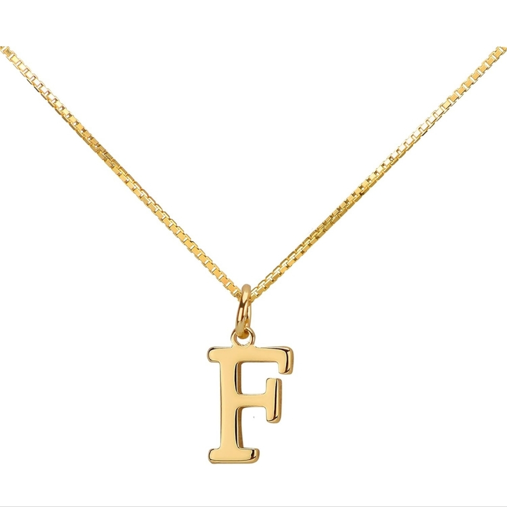 F Initial Necklace 14K Gold Plated Necklace